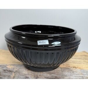Haeger Pottery Large Planter/Bowl Black 1992 Original Stickers Ribbed USA Goth